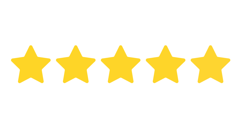 Five yellow stars in a straight line, representing a perfect rating.