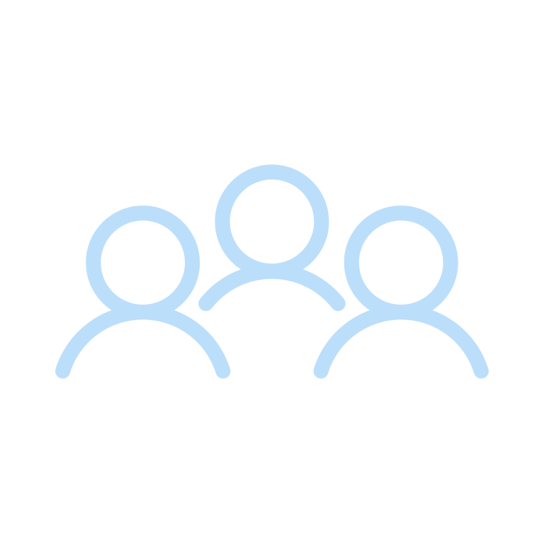 Three simplified outline figures representing people.