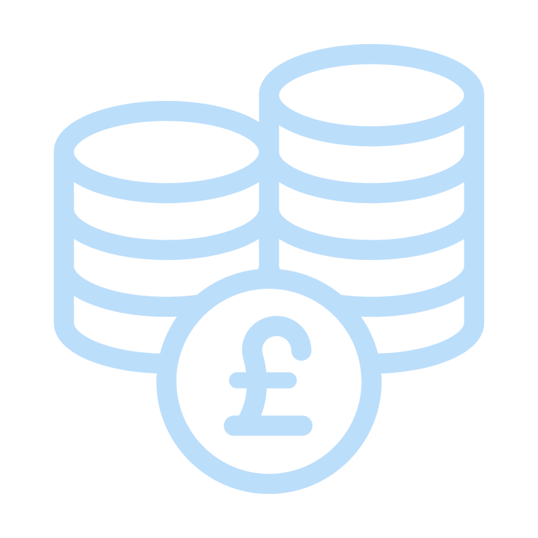 Stack of coins with a pound symbol, representing money or finance.